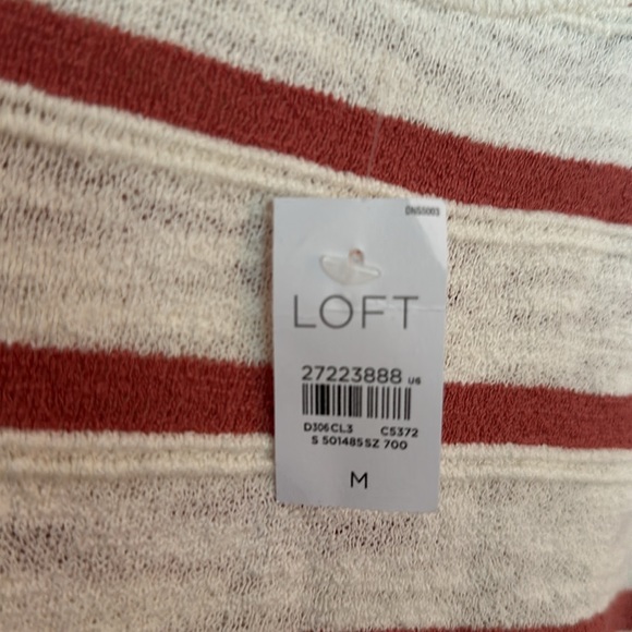 Brand new with tags loft, medium striped sweater. Cream and brick. - Picture 4 of 4